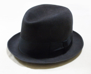 57cm【Borsalino/中折れハット】フェドラハット ヴィンテージ 50年代 60年代 ボルサリーノ 50's 60'sイタリア フェルト 帽子 古着