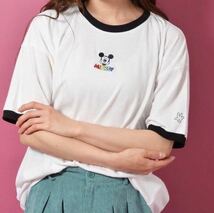 ディズニー　ミッキー　リンガーT 半袖　Tシャツ　白　M_画像1