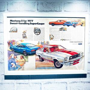 A3 1977年 USA 当時物 フォード マスタング / FORD Mustang カフェ アメリカン雑貨 ポスター インテリア マッハ1 1/18 ミニカー 中古