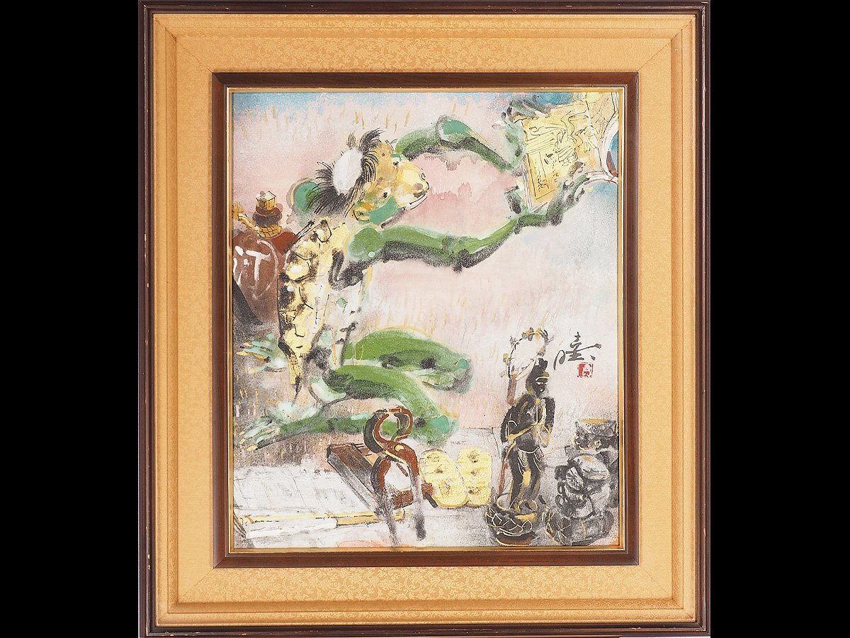 年末のプロモーション特価! 中畑艸人「早春」肉筆油彩10号 絵画 動物