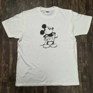 ミッキースタンズ・プリントＴシャツ・白・L