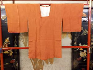 きもの今昔３６７２　道行コートコレクション　正絹高級紋意匠生地オレンジ煉瓦色