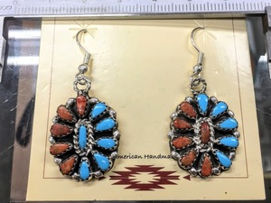 Художник индийские ювелирные изделия Pierce Turquoise Coral Coral Marcella James разрешен American Country Western