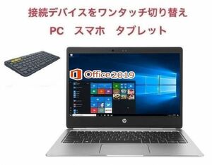 【サポート付き】HP ノートPC Folio G1 Webカメラ Windows10 メモリ8GB SSD128GB タッチパネル & ロジクール K380BK ワイヤレス キーボード