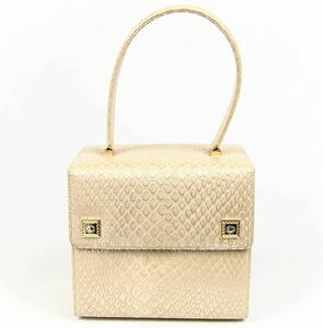 [B251] Buen estado VERSACE Vintage Versace Snake Leather Box Type Vanity Back, cormorán, Versace, Bolso, bolso