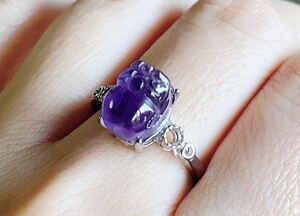 Аметист натурального камня (фиолетовый кристалл) 貔貅 Кольцо (кольцо) номер A1169