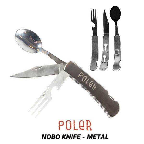 POLeR ポーラーアウトドアスタッフ■送料込■NOBO KNIFE スプーン フォーク ナイフが合体収納■ステンレス キャンプ 食器 ネイタル CHAMS