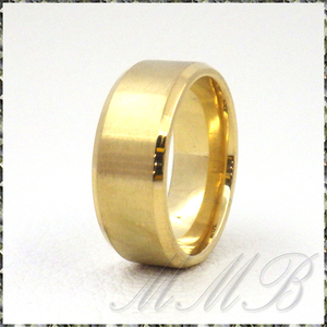 [RING] Yellow Gold Hairline Finish イエローゴールド ヘアライン加工 サイド テーパー カット デザイン 8mm リング 22号 【送料無料】