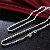 [NECKLACE] 925 Sterling Silver Plated Rope Chain スリム ツイスト ロープ チェーン シルバー ネックレス 2.5x410mm (7.5g)【送料無料】_画像3