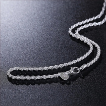 [NECKLACE] 925 Sterling Silver Plated Rope Chain スリム ツイスト ロープ チェーン シルバー ネックレス 2.5x410mm (7.5g)【送料無料】_画像5