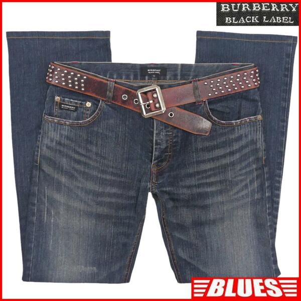 即決★BURBERRY BLACK LABE★W32位 ジーンズ 廃盤 バーバリーブラックレーベル メンズ 73 デニム ノバチェック 三陽商会 ナイト刺繍