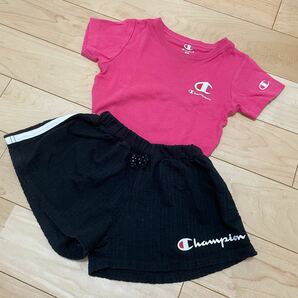 【最安値】Champion ー キュロット パンツ 半ズボン 90cm 黒×ピンク ショートパンツ