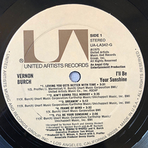 ■1975年 オリジナル US盤 VERNON BURCH / I’ll Be Your Sunshine 12’LP アナログ盤 UA-LA342-G UNITED ARTISTS RECORDS_画像3