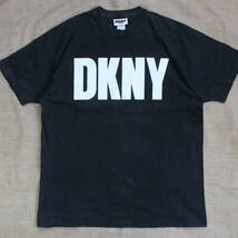 1990s DKNY ヴィンテージTシャツ USA製アメリカ JEANS ダナキャラン ブラック フェード ワンサイズ シングルステッチ ニューヨーク古着XL_画像1