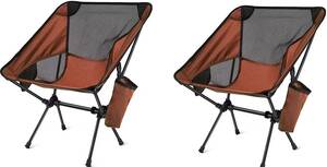 2個セット　オレンジアウトドアチェア 折りたたみ 超軽量　耐荷重180kgコンパクト イス 椅子 収納袋付属 お釣り 登山 キャンプ椅子