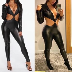 ◆FASHION NOVA◆カットアウト セクシー スキニー ジャンプスーツ★S オールインワン ボディスーツ キャットスーツ