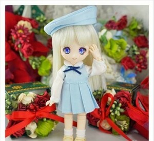 Mini Sweets Doll　ミニスウィーツドール（あまむす）衣装　制服セット（ブルー）　オビツ11サイズ　　中古美品