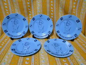 ! Disney tag equipped 101 Dalmatians SEGA ceramics made blue plate cake plate 5 pieces set diameter 15.5cm