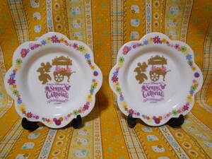 ! Disney beautiful goods Tokyo Disney si- springs car ni bar 5th Anniversary ceramics made plate 2 pieces set 