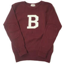 BONCOURA ボンクラ 日本製 B SWEATER Bセーター 38 ワインレッドxホワイト セーター ニット プルオーバー IVY トップス g5565_画像1