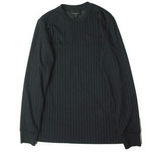 新品 3.1 Phillip Lim フィリップリム 17AW LS PERFECT T-SHIRT - PINSTRIPE PONTI ロングスリーブ TシャツF1721941PIPM XS NAVY g5859