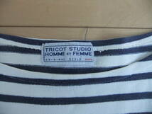 日本製 シップス バスクシャツ 縞々 100%綿 MADE IN JAPAN SHIPS TRICOT STUDIO HOMME et FEMME white navy_画像2