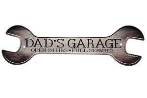 スパナ型 パパのガレージ DAD'S GARAGE アメリカンブリキ看板