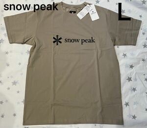 スノーピーク snow peak Ｔシャツ トップス 半袖 ロゴ 新品　ベージュ　Ｌ　プリントロゴ