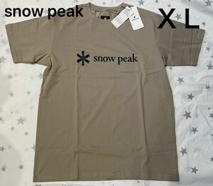 スノーピーク snow peak Ｔシャツ トップス 半袖 ロゴ 新品　ベージュ　ＸＬ　プリントロゴ