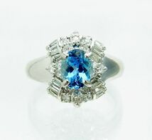 綺麗ブルー/天然アクアマリンサンタマリア 上質石 0.87ct 天然ダイヤ取巻プラチナリング 商品動画/送料無料_画像2