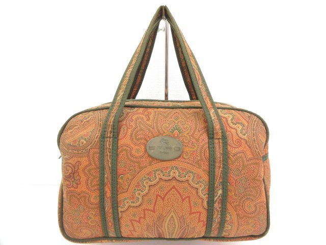 ■ [Etro ETRO] Paisley pattern nylon square handbag (ladies) Brown x khaki green ◇ 5LG2132 ◇, Huh, Etro, Bag, bag