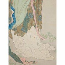 【五】岡本大更 『唐美人』 絹本 彩色 真作 掛軸 岡本更園識箱 二重箱_画像6