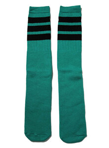 SkaterSocks (スケーターソックス) ロングソックス 靴下 Knee high Teal tube socks with Black stripes style 1 (22インチ)