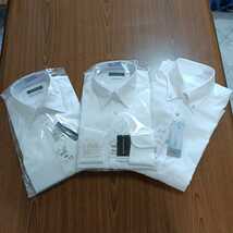 新品未使用ANNIVERSAIREアニヴェセル　ドレスシャツ(長袖)M３９−８０　３枚組３枚セットまとめ売りホワイト白ボタンダウン　ワイドカラー_画像1