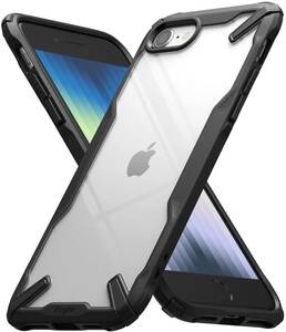 iPhone SE3 ケース(ブラック)背面クリア TPUバンパー 米軍MIL規格取得 第3世代 2022年 新型 ストラップホール付き 落下防止 iPhone
