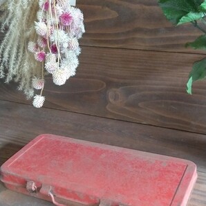 ビンテージ ツールボックス インダストリアル レトロ レッド ブリキ