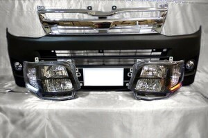 200 ハイエース 3型 標準 LEDライン HID BK ヘッドライト フォグランプ メッキグリル フロントバンパー インナーグリル フェイスチェンジ