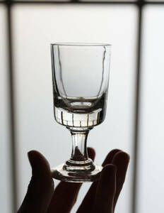古い手吹きガラスのシンプルな筒型のステム ビストログラス_小 / 19世紀・フランス / アンティーク 古道具 ワイングラス B