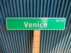 アメリカ ストリートサイン Venice BLVD レプリカサインプレート USA LA カリフォルニア 通り名 住所表記 標識