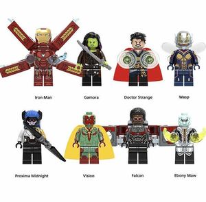 翌日発送 8体セット ファルコン ワスプ アイアンマンマーベル アベンジャーズ ブロック ミニフィグ レゴ　LEGO 互換 ミニフィギュア　m55 u