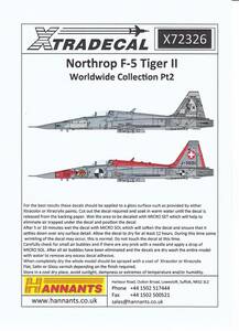 1/72 Xtradecal ノースロップ F-5 タイガーⅡ用デカール ”World Wide Collection Pt.2” 戦闘機