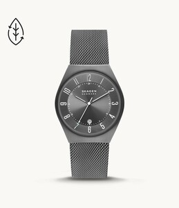 【正規品】スカーゲン　SKAGEN GRENEN 三針デイト チャコールステンレススチール メッシュ　サステナブル素材 37mm SKW6815