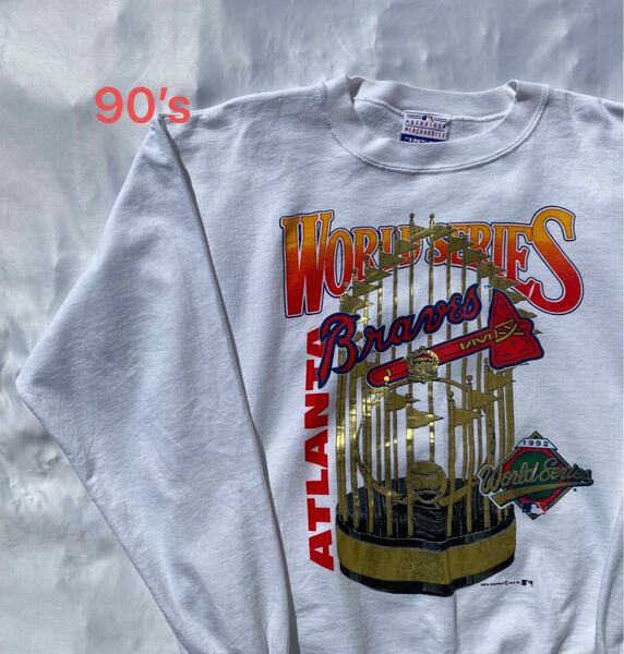 90s Braves スウェット　ブレーブス　MLB 野球　ヴィンテージ　古着　ビンテージ　トレーナー