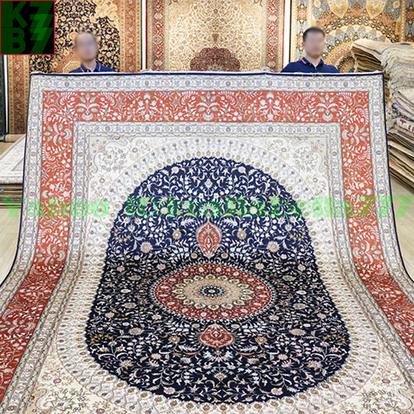 贅沢敷物】ペルシャ絨毯シルク☆370ｘ370ｃｍ 100％ハンドメイド