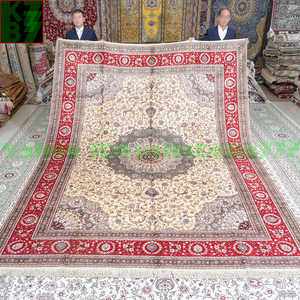 【贅沢敷物】ペルシャ 絨毯 シルク★270ｘ370ｃｍ 100％ ハンドメイド カーペット ラグ 住まい インテリア 応接間 リビング 高級 装飾 X19