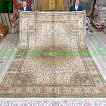 【贅沢敷物】ペルシャ 絨毯 シルク★270ｘ370ｃｍ 100％ ハンドメイド カーペット ラグ 住まい インテリア 応接間 リビング 高級 装飾 W88_画像1