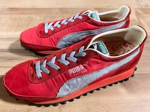  Vintage, rare! PUMA Puma FAST RIDER fast rider 1980 year Taiwan made red / silver 24.5cm US6.5 eyes attaching k ride suede 