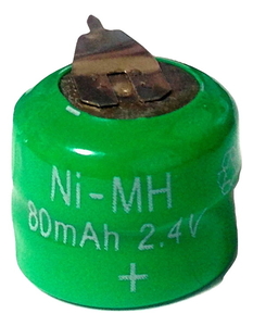 ■二次電池 2.4V 80mAh NiMH 円筒形 タブ付 【BIOS CMOS バックアップ用 Ni-MH】送料120円～