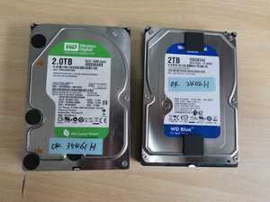 Western Digital 内蔵HDD 2TB WD Blue PC 3.5インチ WD20EZAZ ＷＤ Green WD20EARX フォーマット済み　現状販売