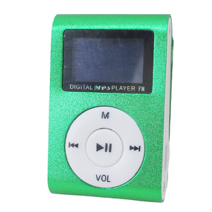  free shipping MP3 player aluminium LCD screen attaching clip microSD type MP3 player green x1 pcs 